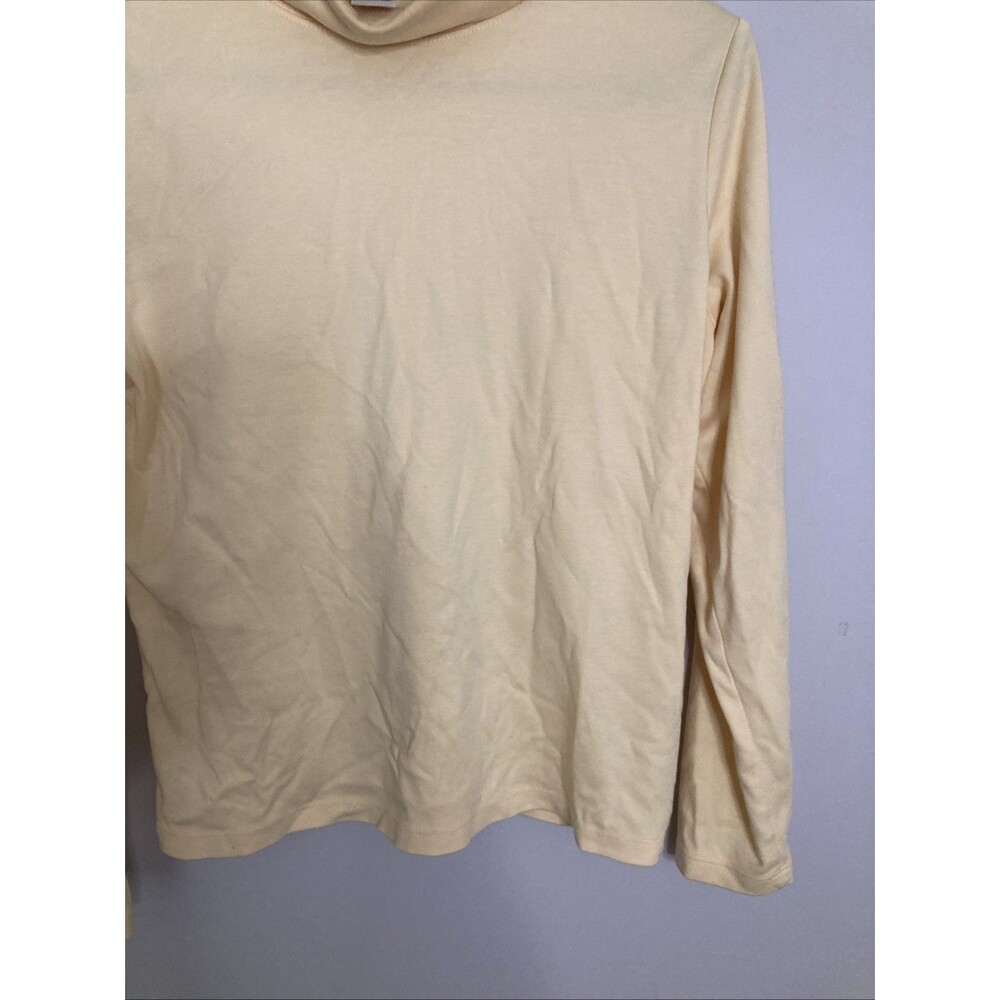 LL Bean Shirt Womens M Long Sleeve Supima Cotton Mock Neck Butter Yellow - Picture 4 of 10